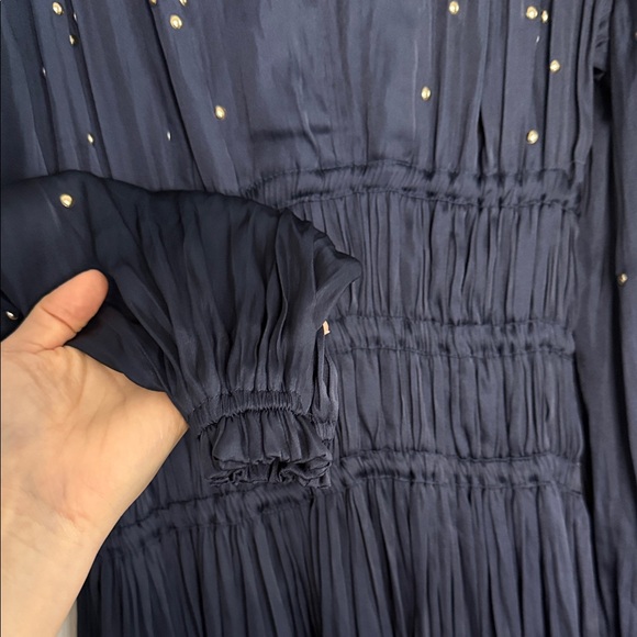 Navy Maxi Long Sleeve Dress with Embellishments - Picture 5 of 7